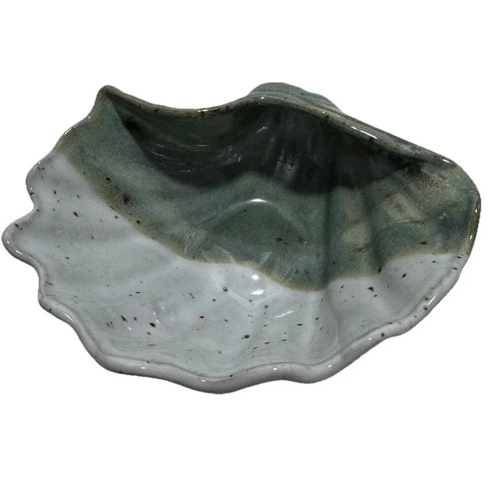 Signed Nedza Mid-Century Art Pottery Stoneware Shell Dish